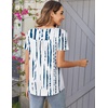 image:imageZeagoo Women Tunic Tops Dressy Casual Summer Short Sleeve Shirts Floral Loose Fit Pleated Boho Top SXXLZr229 White Blue