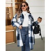 image:imageZeagoo Womens Plus Size Flannel Plaid Button Down Shirts Long Sleeve Lounge Lapel Tartan Shacket Jacket Long Coats 2024Navy Blue
