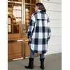 image:imageZeagoo Womens Plus Size Flannel Plaid Button Down Shirts Long Sleeve Lounge Lapel Tartan Shacket Jacket Long Coats 2024Navy Blue