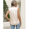 image:imageZeagoo Womens Satin Blouse Sleeveless Silk Tank Tops Button Down Shirts Business Casual Outfits 2026Beige