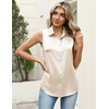 image:imageZeagoo Womens Satin Blouse Sleeveless Silk Tank Tops Button Down Shirts Business Casual Outfits 2026Beige