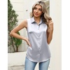 image:imageZeagoo Womens Satin Blouse Sleeveless Silk Tank Tops Button Down Shirts Business Casual Outfits 2026Silver