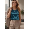 image:imageZeagoo Womens Satin Tank Top Pleated Shoulder Sleeveless Blouse Round Neck Dressy Business Casual Work Office Summer TopBlue Green