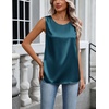 image:imageZeagoo Womens Satin Tank Top Pleated Shoulder Sleeveless Blouse Round Neck Dressy Business Casual Work Office Summer TopBlue Green