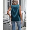 image:imageZeagoo Womens Satin Tank Top Pleated Shoulder Sleeveless Blouse Round Neck Dressy Business Casual Work Office Summer TopBlue Green