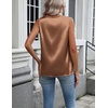 image:imageZeagoo Womens Satin Tank Top Pleated Shoulder Sleeveless Blouse Round Neck Dressy Business Casual Work Office Summer TopDark Khaki