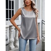 image:imageZeagoo Womens Satin Tank Top Pleated Shoulder Sleeveless Blouse Round Neck Dressy Business Casual Work Office Summer TopGray