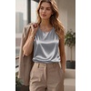 image:imageZeagoo Womens Satin Tank Top Pleated Shoulder Sleeveless Blouse Round Neck Dressy Business Casual Work Office Summer TopGray