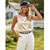 image:imageZeagoo Womens Satin Tank Top Pleated Shoulder Sleeveless Blouse Round Neck Dressy Business Casual Work Office Summer TopLight Champagne