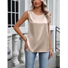 image:imageZeagoo Womens Satin Tank Top Pleated Shoulder Sleeveless Blouse Round Neck Dressy Business Casual Work Office Summer TopLight Champagne