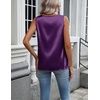 image:imageZeagoo Womens Satin Tank Top Pleated Shoulder Sleeveless Blouse Round Neck Dressy Business Casual Work Office Summer TopPurple