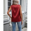 image:imageZeagoo Womens Satin Tank Top Pleated Shoulder Sleeveless Blouse Round Neck Dressy Business Casual Work Office Summer TopRed