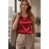 image:imageZeagoo Womens Satin Tank Top Pleated Shoulder Sleeveless Blouse Round Neck Dressy Business Casual Work Office Summer TopRed
