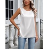 image:imageZeagoo Womens Satin Tank Top Pleated Shoulder Sleeveless Blouse Round Neck Dressy Business Casual Work Office Summer TopWhite
