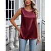 image:imageZeagoo Womens Satin Tank Top Pleated Shoulder Sleeveless Blouse Round Neck Dressy Business Casual Work Office Summer TopWine Red