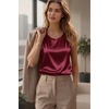 image:imageZeagoo Womens Satin Tank Top Pleated Shoulder Sleeveless Blouse Round Neck Dressy Business Casual Work Office Summer TopWine Red