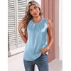 image:imageZeagoo Womens Silk Satin Tank Tops Crew Neck Pleated Camisole Sleeveless Business Work Blouse Dressy Casual Summer ShirtLight Blue