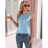 image:imageZeagoo Womens Silk Satin Tank Tops Crew Neck Pleated Camisole Sleeveless Business Work Blouse Dressy Casual Summer ShirtLight Blue