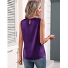 image:imageZeagoo Womens Silk Satin Tank Tops Crew Neck Pleated Camisole Sleeveless Business Work Blouse Dressy Casual Summer ShirtNavy Blue
