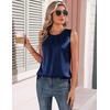 image:imageZeagoo Womens Silk Satin Tank Tops Crew Neck Pleated Camisole Sleeveless Business Work Blouse Dressy Casual Summer ShirtPurple