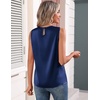 image:imageZeagoo Womens Silk Satin Tank Tops Crew Neck Pleated Camisole Sleeveless Business Work Blouse Dressy Casual Summer ShirtPurple