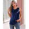 image:imageZeagoo Womens Silk Satin Tank Tops Crew Neck Pleated Camisole Sleeveless Business Work Blouse Dressy Casual Summer ShirtPurple