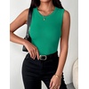 image:imageZeagoo Womens Sleeveless Crewneck Ribbed Tank Tops Casual Basic Summer Top Slim Fitted Racerback ShirtsGreen