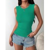 image:imageZeagoo Womens Sleeveless Crewneck Ribbed Tank Tops Casual Basic Summer Top Slim Fitted Racerback ShirtsGreen