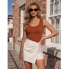 image:imageZeagoo Womens Square Neck Ribbed Tank Tops 2026 Summer Casual Slim Fit Basic Sleeveless Shirts Cute Going Out TopCaramel