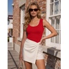 image:imageZeagoo Womens Square Neck Ribbed Tank Tops 2026 Summer Casual Slim Fit Basic Sleeveless Shirts Cute Going Out TopRed