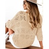 image:imageZeagoo Womens Summer Crochet Off the Shoulder Hollow Out Knit Tops 2026 V Neck 34 Sleeve Sweater TopApricot