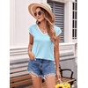 image:imageZeagoo Womens Summer Tops Cap Sleeve Casual Shirts 2025 V Neck Basic Tshirts Loose Fit Trendy TeeBlue