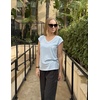 image:imageZeagoo Womens Summer Tops Cap Sleeve Casual Shirts 2025 V Neck Basic Tshirts Loose Fit Trendy TeeBlue