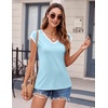 image:imageZeagoo Womens Summer Tops Cap Sleeve Casual Shirts 2025 V Neck Basic Tshirts Loose Fit Trendy TeeBlue