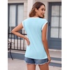 image:imageZeagoo Womens Summer Tops Cap Sleeve Casual Shirts 2025 V Neck Basic Tshirts Loose Fit Trendy TeeBlue