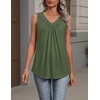 image:imageZeagoo Womens Tank Tops Summer Sleeveless Loose Fit Tops V Neck Pleated Shirts Basic Tees Dressy Casual Trendy ClothesArmy Green