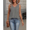 image:imageZeagoo Womens Tank Tops Summer Sleeveless Loose Fit Tops V Neck Pleated Shirts Basic Tees Dressy Casual Trendy ClothesGrey