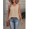 image:imageZeagoo Womens Tank Tops Summer Sleeveless Loose Fit Tops V Neck Pleated Shirts Basic Tees Dressy Casual Trendy ClothesKhaki