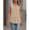 image:imageZeagoo Womens Tank Tops Summer Sleeveless Loose Fit Tops V Neck Pleated Shirts Basic Tees Dressy Casual Trendy ClothesKhaki