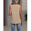 image:imageZeagoo Womens Tank Tops Summer Sleeveless Loose Fit Tops V Neck Pleated Shirts Basic Tees Dressy Casual Trendy ClothesKhaki