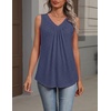 image:imageZeagoo Womens Tank Tops Summer Sleeveless Loose Fit Tops V Neck Pleated Shirts Basic Tees Dressy Casual Trendy ClothesNavy Blue