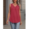 image:imageZeagoo Womens Tank Tops Summer Sleeveless Loose Fit Tops V Neck Pleated Shirts Basic Tees Dressy Casual Trendy ClothesRed