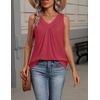 image:imageZeagoo Womens Tank Tops Summer Sleeveless Loose Fit Tops V Neck Pleated Shirts Basic Tees Dressy Casual Trendy ClothesRed