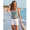 image:imageZeagoo Womens Tank Tops V Neck Ribbed Knit Slim Fitted Basic Sleeveless Tops Casual Summer Clothes 2026Bstripe Green White