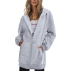 image:imageZeagoo Womens Zip Up Hoodies Long Tunic Sweatshirts Oversized Fleece Casual Long Sleeve 2026 Fall Hoodie Jacket Coat01 Grey