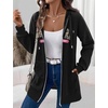 image:imageZeagoo Womens Zip Up Hoodies Long Tunic Sweatshirts Oversized Fleece Casual Long Sleeve 2026 Fall Hoodie Jacket CoatBlack Letter Print