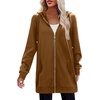 image:imageZeagoo Womens Zip Up Hoodies Long Tunic Sweatshirts Oversized Fleece Casual Long Sleeve 2026 Fall Hoodie Jacket CoatBrown