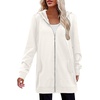 image:imageZeagoo Womens Zip Up Hoodies Long Tunic Sweatshirts Oversized Fleece Casual Long Sleeve 2026 Fall Hoodie Jacket CoatWhite