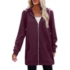 image:imageZeagoo Womens Zip Up Hoodies Long Tunic Sweatshirts Oversized Fleece Casual Long Sleeve 2026 Fall Hoodie Jacket CoatWine Red