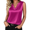 image:imageZeagoo Silk Satin Tank Tops for Women V Neck Business Work Blouses Summer Dressy Casual Sleeveless ShirtsRose Red